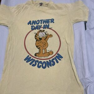 Very Rare Vintage 1978 Garfield Big‎ Logo Crew Neck Yellow Sun Label Wisconsin